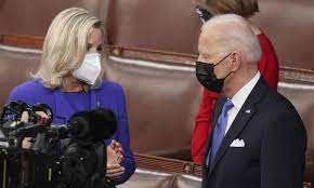 Liz cheney serves as wyoming's lone member of congress in the u.s. We Re Not Sworn Enemies Liz Cheney Defends Herself For Fist Bumping Biden Republicans The Guardian