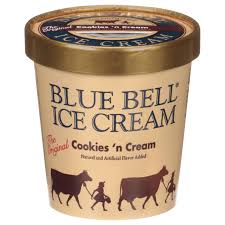 blue bell ice cream gold rim pint