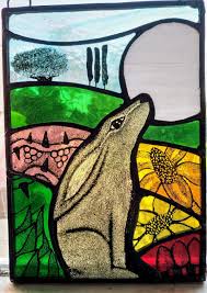 Hare And Moon Stained Glass Panel