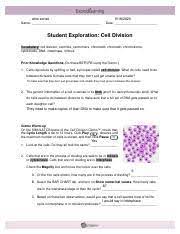 Cell division gizmo answer key activity b. Gizmos Cell Division Lab 1 Pdf Ariel Zenati Name Date Student Exploration Cell Division Vocabulary Cell Division Centriole Centromere Chromatid Course Hero
