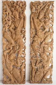 pair of wooden wall art panel