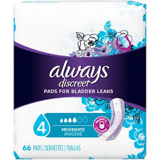 Always Discreet Incontinence Pads For Women Moderate Absorbency 66 Count
