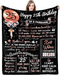 rooruns 25th birthday gifts for women happy 25th birthday decorations blanket best gifts for 25 year old female male 25 year old birthday gifts for