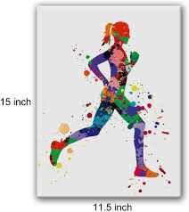 female runner watercolor poster