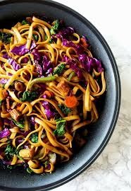 vegan mongolian noodles and veggies