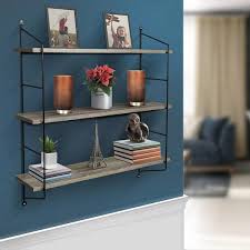 Sorbus 3 Tier Decorative Floating Shelves Grey