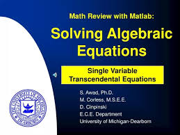 Solving Algebraic Equations Powerpoint