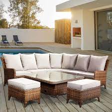 No garden is complete without some gorgeous garden furniture, right? Laytona Brown Rattan Corner Garden Set Rattan Garden Set Corner Garden Sofa