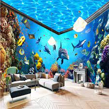 Beibehang Underwater World Aquarium Whole House Backdrop 3d Mural Wallpaper Home  Decor Photo Background Wall Paper Living Room - Wallpapers - AliExpress gambar png