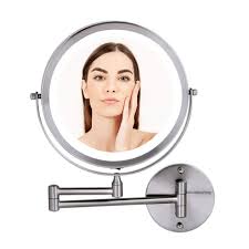 Ovente Wall Mount Mirror 1 X 7 X Magnification Led Ring Light 8 5 Battery Operated Mfw85br1x7x