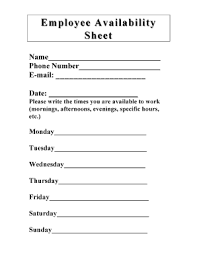 Employee Availability Form Fill Online Printable Fillable Blank