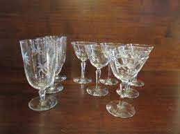 Etched Crystal Wine Glasses And Water