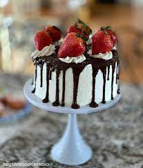 Chocolate Drip Cake With Strawberries gambar png