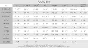 G Force Racing Gear Size Chart