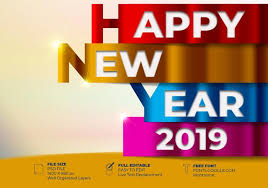 Happy New 2019 Year Greetings Card Colorful Design Template