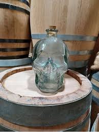 Hand Blown Glass Skull Bottle With Cork