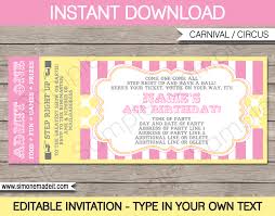 Carnival Ticket Invitation Template Pink Yellow 1