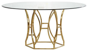 glass round dining table in gold