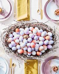 Easter menus when it comes to planning an easter menu, think fresh and seasonal and include foods like asparagus and mint that you missed during the long, cold winter. Spray Painted And Dyed Two Tone Easter Eggs Martha Stewart
