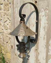 Vintage Wall Lantern In Wrought Iron