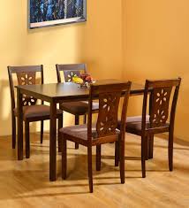 9 pc espresso finish wood dining room table set with solid woods and cherry wood veneers. Buy Sutlej Solid Wood 4 Seater Dining Set In Antique Cherry Finish By Home Online Transitional 4 Seater Dining Sets Dining Furniture Pepperfry Product