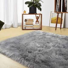 latepis sheepskin faux fur gray 5 ft x