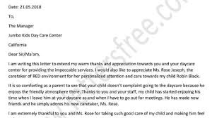 appreciation letter to the daycare