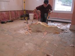 tile floor and underlayment