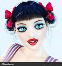 portrait 3d doll big blue eyes and