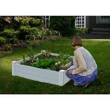 white vinyl raised garden bed