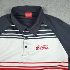 coca cola polo shirt mens large stripe