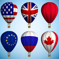 hot air balloon with national flag