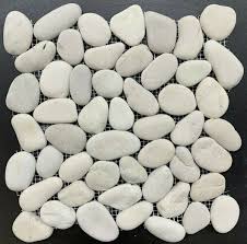 white pebble stone tile natural round