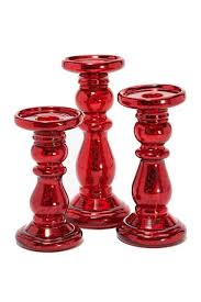Mercury Glass Red Candle Holders