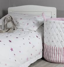 Pink Embroidered Star Duvet Cover