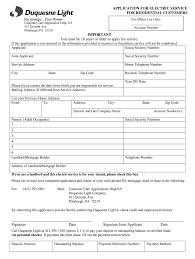 duquesne light application fill out