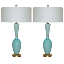 Vintage Murano Glass Table Lamps Blue