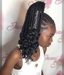 Double braided ponytail with loose end for little girls. Natural Braid Hairstyles For Black Girls Hair Style 2020