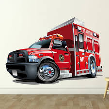 Kids Wall Sticker Fire Rescue Truck