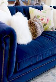 Navy Blue Velvet Sofa Living