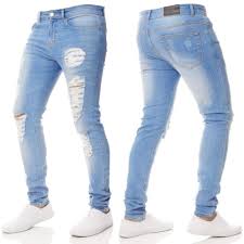 Photno Mens Distressed Ripped Jeans Fashion Slim Fit Tight