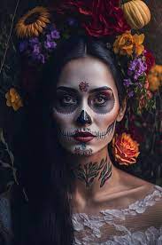 dead beautiful woman with catrina makeup
