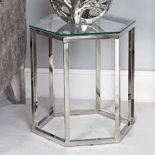 Honey Chrome Glass Side Table Luxury