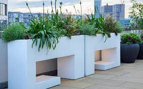 White Garden Rooftop Planters Design