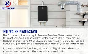 Maybe you would like to learn more about one of these? Eccotemp I12 Lp Water Heater 4 Gpm Black Amazon Com