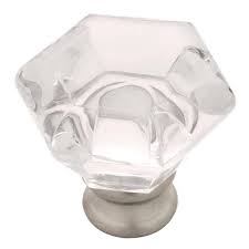 Satin Nickel And Crystal Cabinet Knob