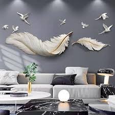 Yq Whjb Metal Feather Wall Art Decor