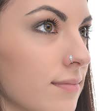 nose ring hoop with opal gemstone