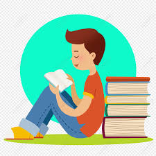cartoon creative boy reading book by