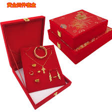 gold jewelry box red velvet brocade